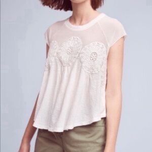 Anthropologie Meadow Rue Lattice Lace Flutter Top